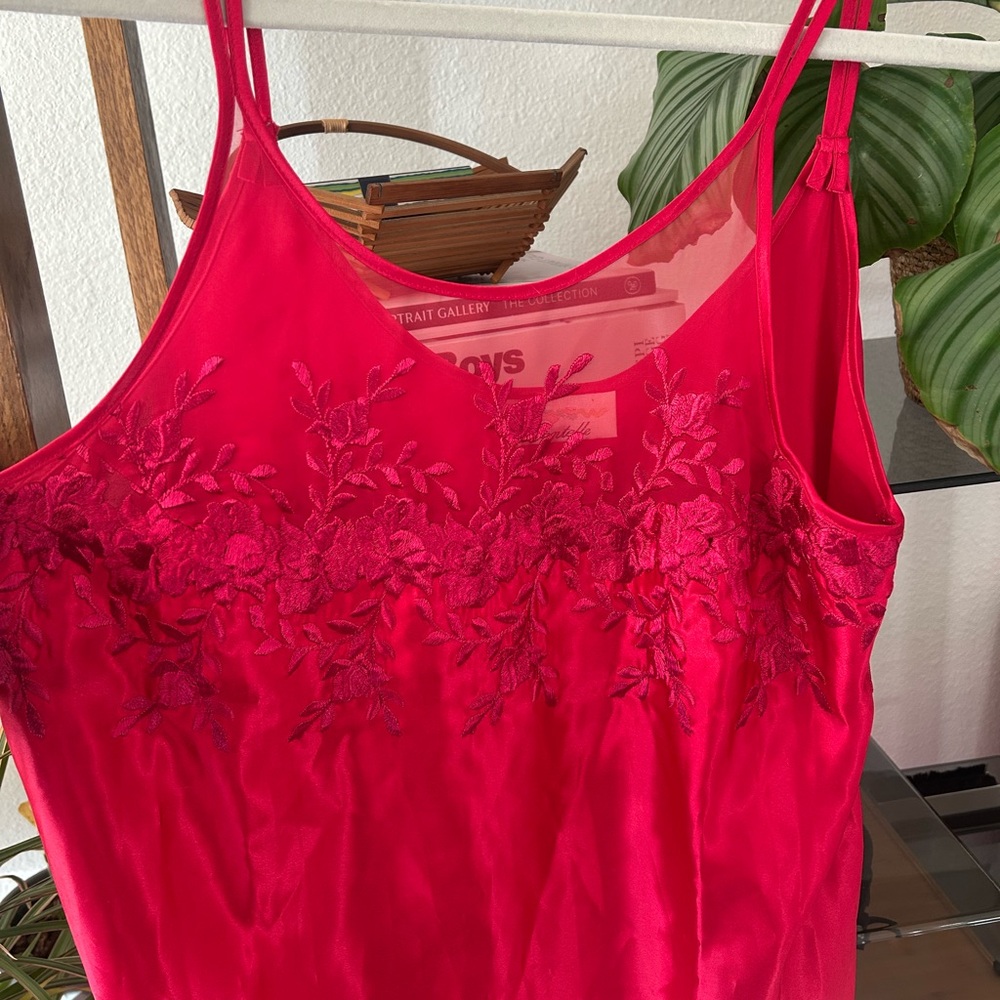 Red silk vintage slip dress